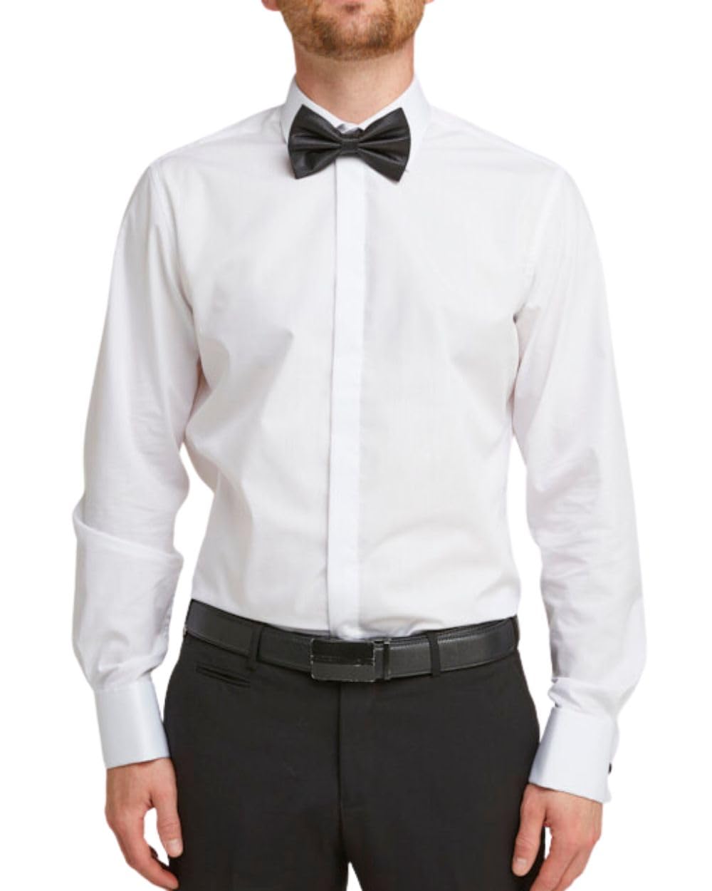 Double Two Men's Formal Shirt White Silk Tailored Fit