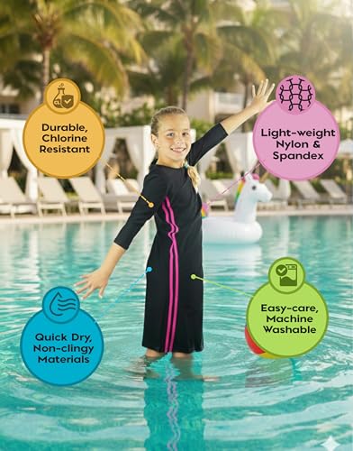 Image of Shira Modest Girls Swim Dress | 3 /4 Sleeve Swimdress, Full Coverage Bathing Suit | Tznius UPF 50+ Quick-Dry