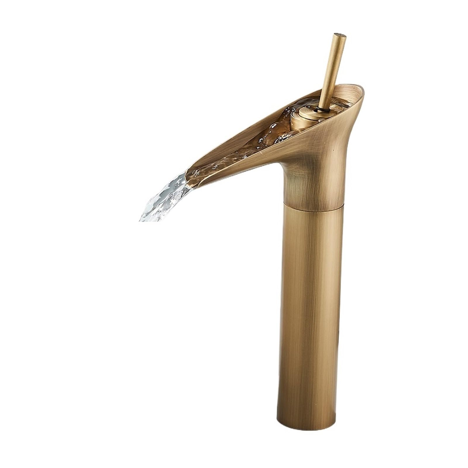 Basin faucets Antique Brass Basin Faucet Waterfall Bathroom Single Handle Mixer Tap Deck Mounted One Hole Bronze Black(Color-2)