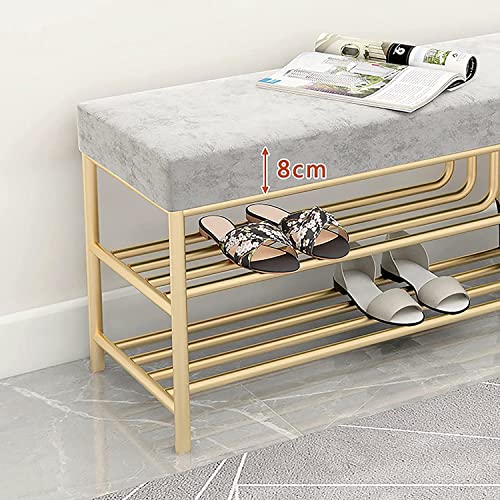 Banco moderno para guardar zapatos con estructura de metal reforzado y diseño limpio 7