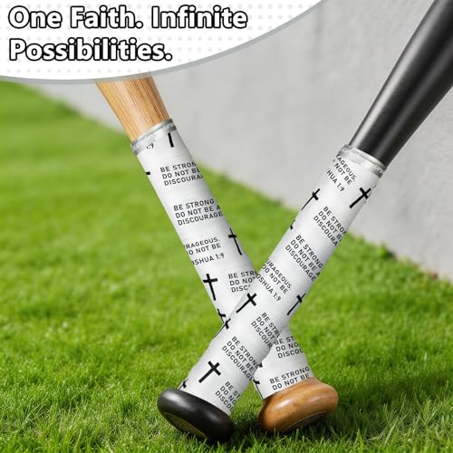 Eyourlife 2 Pack Baseball Bat Grip Bat Wraps for Baseball Lifestyle Softball Gifts Tapes Pro Feel Non-Slip Elite Batting Grip Tape for Bats Players Joshua 1:9 White — view 5
