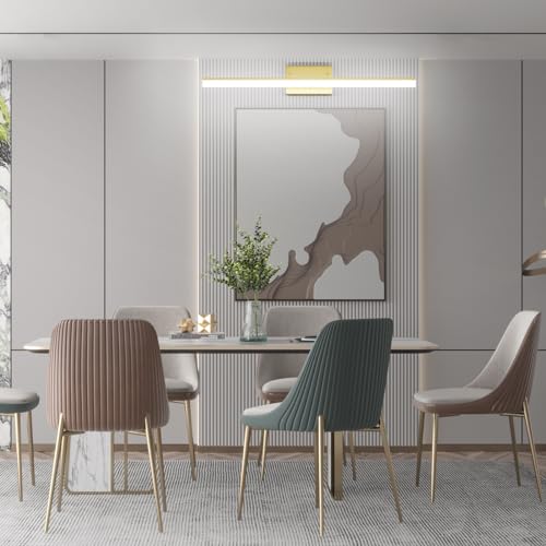 Image of Aipsun 31.5inch Brushed Brass Bathroom Vanity Light Fixtures Modern LED Light Fixtures Gold Vanity Lighing for Bathroom Wall Fixtures 5500K