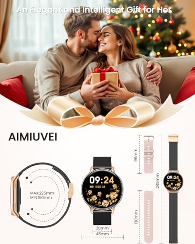 AIMIUVEI Reloj Inteligente Mujer, Smartwatch Mujer con Llamada 24H Pulsómetro, SpO2, Seguimiento del Periodo, 120+ Modo Deporte, Sueño, Podómetro IP68 Fitness Tracker iOS/Android, Regalo, Negro Oro - imagen 8