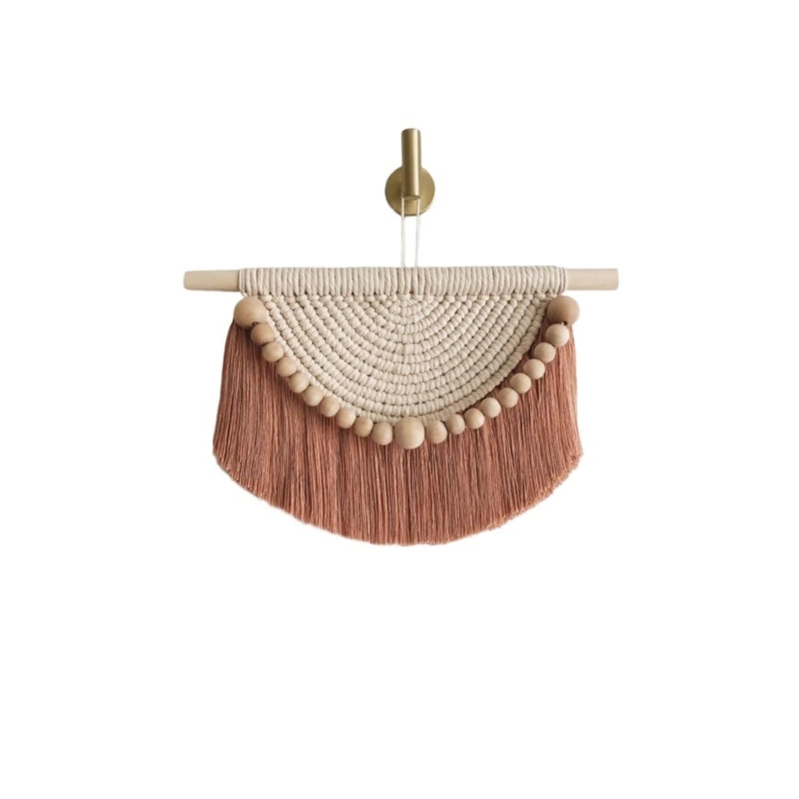 Xinglongs Macrame Wall Hanging Macrame Wall Hanging Tapestry Wood Beads Tassels Handmade Cotton Rope Decor 30cm