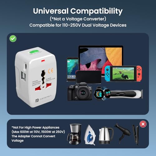 Image of Portronics Juicemate Go Pro Universal Travel Adapter with 12W Type C & Dual USB-A Output Port,All in One International Travel Fast Charging Adapter,Suitable for 190+Countries US,UK,EU,AUS,etc(Black)