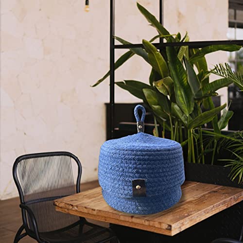 Image of Multi-Purpose Essential Jute Basket With Lid Storage Baskets For Bathroom Living Room & Kitchen | Organizer Box | Storage And Organizer Box (Royal Blue)