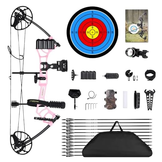 PANDARUS Archery Ready to Hunt Lightweight Compound Bow Set for Adults, Youth and Women, 22.5"-30" Draw Length，0-50 Lbs Draw Weight,290fps,Limbs Made in USA,2024 New(Pink Right Handed Pro)