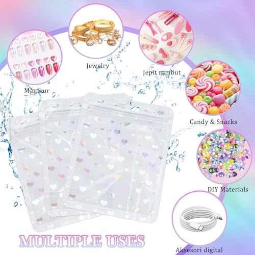 Image of 50 PCS Nails Packaging Bags with Nail Stand for Fake Nail, Holographic Press On Nail Storage Container Nail Art Kit for Diy Design,Nail Cardboards with 2 Double-sided Tape Salon Home White