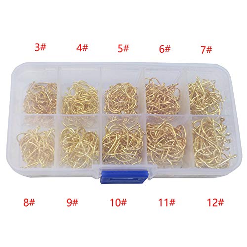 Wetest Upgraded Fishing Hooks Set High Carbon Steel Jig Bait Sharp Fish Hook Gold - Thumbnail 4