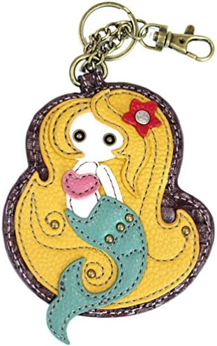 Chala Key Fob/Coin Purse-Mermaid, Yellow/Teal