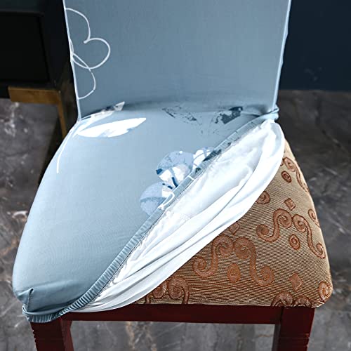 Image of House of Quirk Elastic Chair Cover Stretch Removable Washable Short Dining Chair Cover Protector Seat Slipcover (Pack of 2, Green Pearly Grey)