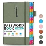 hi!SCI Small Password Keeper Book with Colorful Alphabetical Tabs, Hardcover Password Log-book for Internet Password and Website Address, 4.1'×6.2' Password Notebook for Home Office