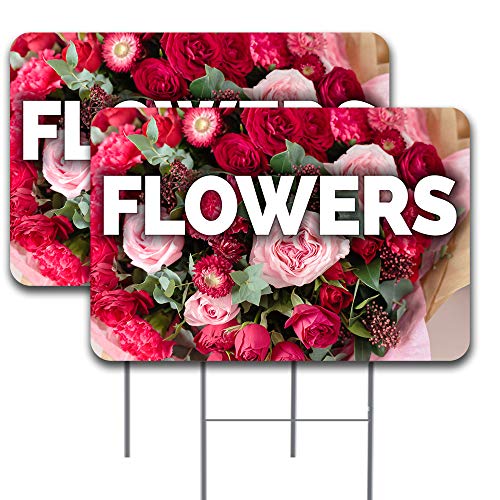 Panneau de cour double face résistant au vent FLOWERS lot de 2 pour affichage