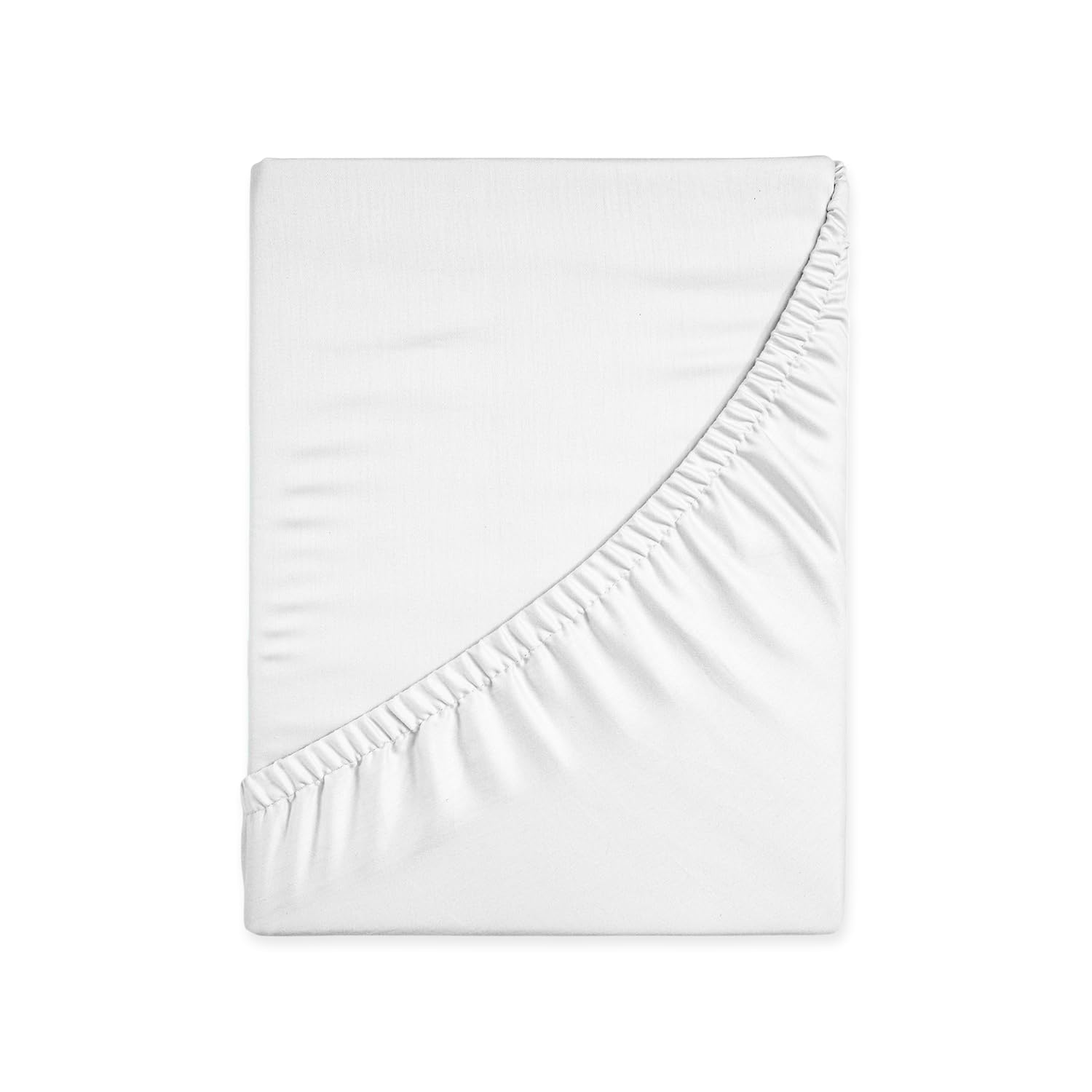 HUNTER BEDDING Pure 100% Cotton Emperor Fitted sheet 400 Thread Count Long Staple Cotton 1PC Fitted Sheet 200x200 cm,Sateen Weave 40cm Deep Fitted Sheets (White)