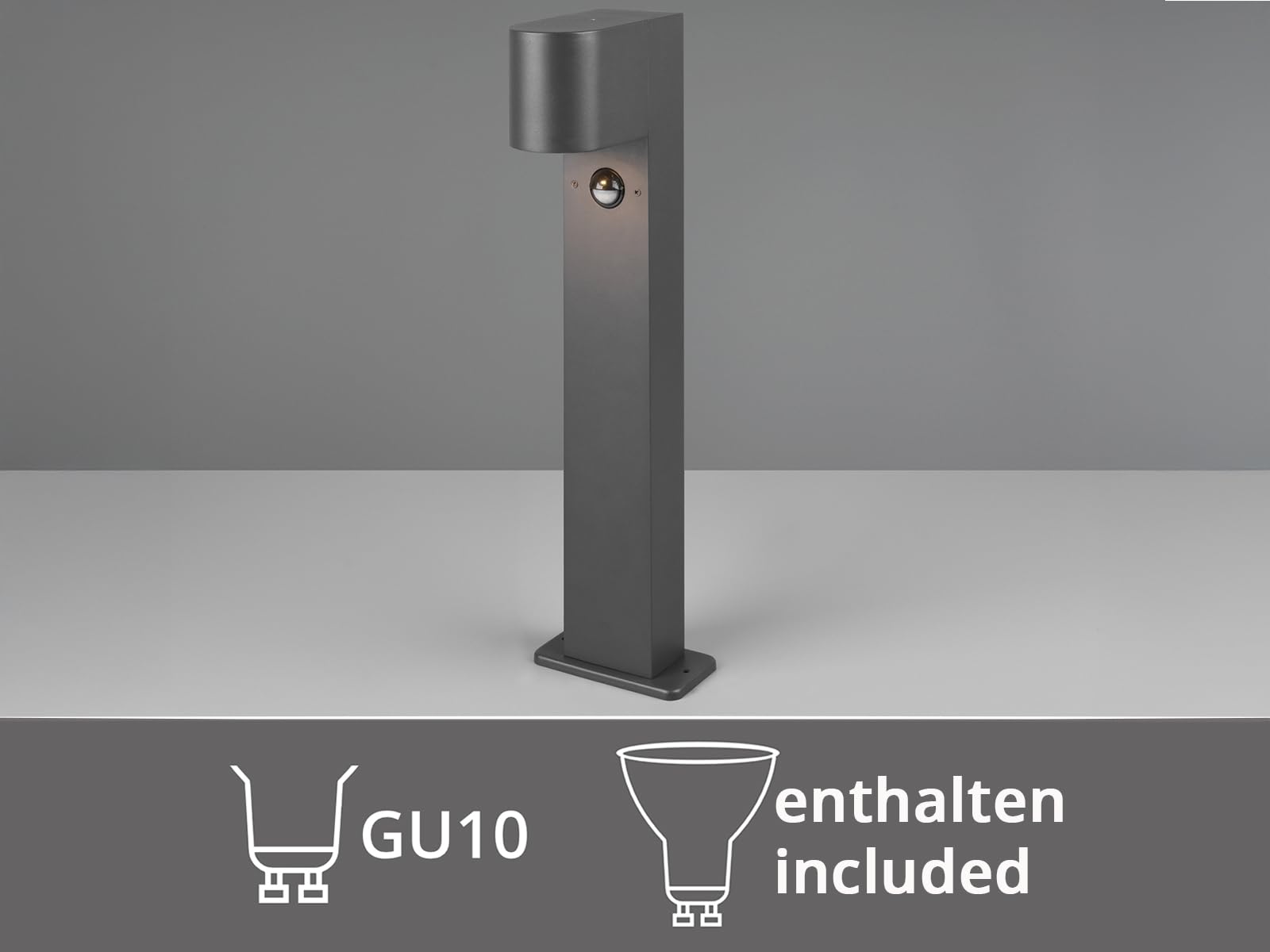 meineWunschleuchte Lampa cokołowa z czujnikiem ruchu z odlewu ciśnieniowego aluminium w kolorze antracytowym, wysokość 50 cm