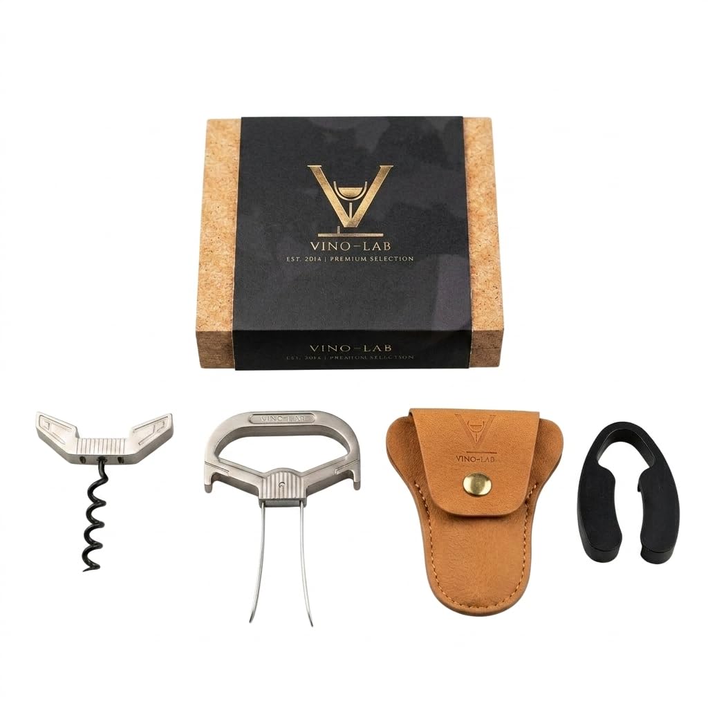 VinoLab Ah So Wine Opener, Two-Prong Cork Remover for Vintage Bottles and Delicate Old Corks, Sommelier Style Cork Extractor with Protective Cover and Gift Box