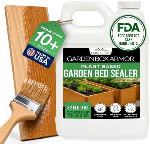 Seal It Green Garden Box Sealer - Plant Based, FDA Food Contact Safe, Non-Toxic, Non-Leaching Garden Bed Wood Sealer. Helps Protect All Wood Types. Great for Raised Bed Gardens, Planters & Pet Houses