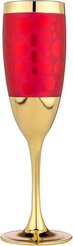 Miniatura 4 de Glasstar GS24470 - Juego de 6 copas de champán de 5.5 onzas (5.7 fl oz), color piedra + rojo