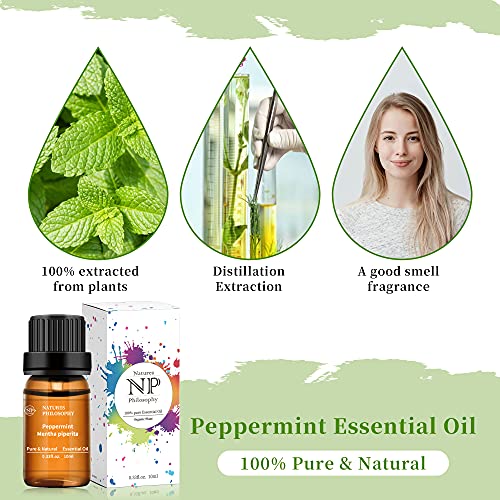 2 Pack Peppermint Essential Oil,100% Pure Organic Peppermint Essential Oils For Diffuser, Aromatherapy, Massage, Soap Making - 10Ml (Peppermint) #TOP3