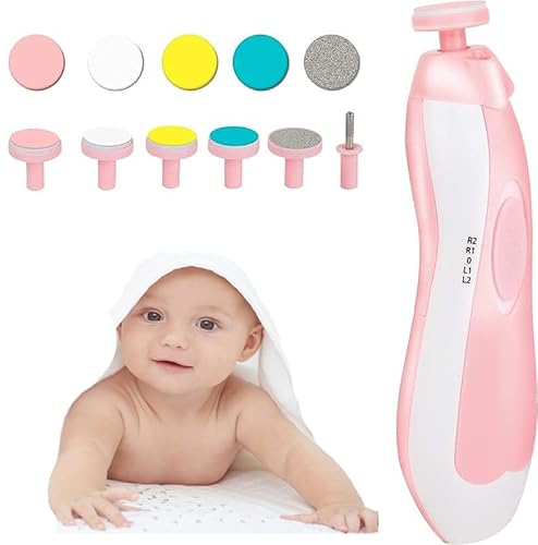 Kit Cortador Aparador De Unha Bebê Lixa Eletrica indolor Crianças e Adultos Com 6 Tipos de Lixas -Or