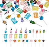 50 piruletas Boba de té con Leche, 25 Estilos, Colgantes de Resina de Caramelo