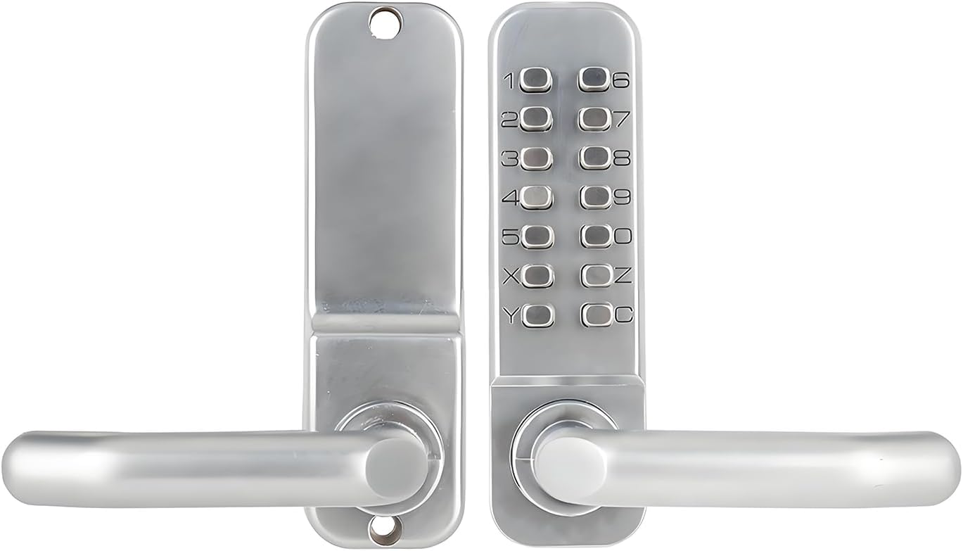 Digital Code Keypad Security Entry Door- 14 - Button Mechanical Keyless Entry Lock with Passage Function and Panel - Based Code Reset (209-white)