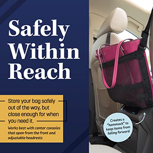Car Cache Purse Holder For Car - Net Pocket Organizer For Handbag Storage Between Seats - Dog Car Barrier - Car Accessories For Women And Men - Black #TOP2