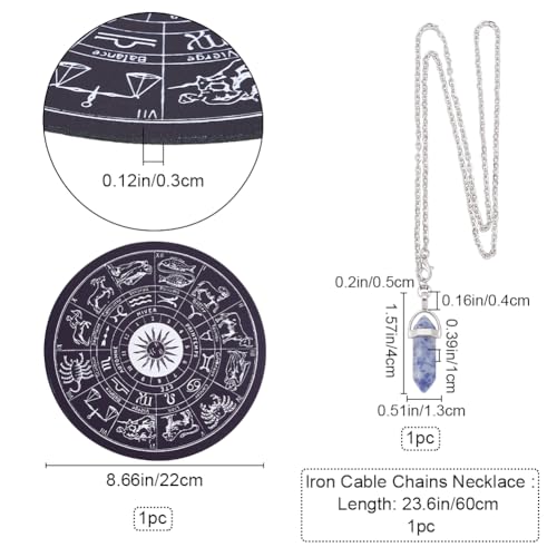 CRASPIRE Pendulum Pad Making Kits Dowsing Divination Astrology Pads Rubber Altar Pendulum Mats Constellation with DIY Blue Spot Jasper Pointed Pendants Metaphysical Message Board for Divining Decor - Image 2