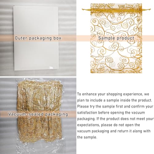 Image of Staruby Organza Gift Bag 100Pcs Gold Sheer Organza Bag Mesh Favor Bags Drawstring Jewelry Rattan Printed Gift Pouches for Wedding Party Favors Couple Shower Christmas Gifts Candy Bags (3x4 Inches)