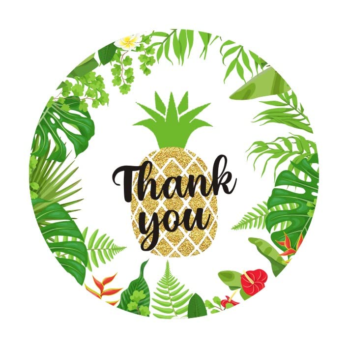 50 Pack of 2 Round Pineapple Stickers Thank You Sticker Labels for Tropical Party Birthday Baby Shower Wedding Decoration