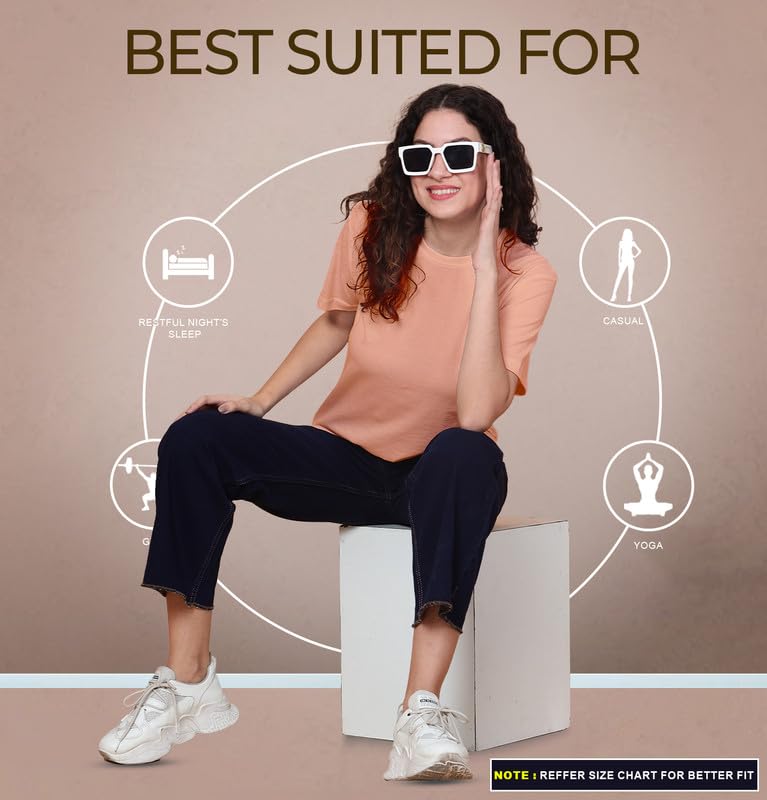 Image of Sleepynuts Women Boyfriend Plain Round Neck Half Sleeve T-Shirt