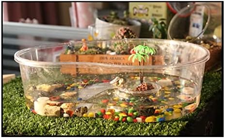 OUMIFA Pecera Casa de Reptil de la pequeña Tortuga portátil de la Tortuga Casa de Reptil con la Cubierta Desmontable de la manija Terrarium Hábitat de terrario Claro y Transpirable (Color : Pic)