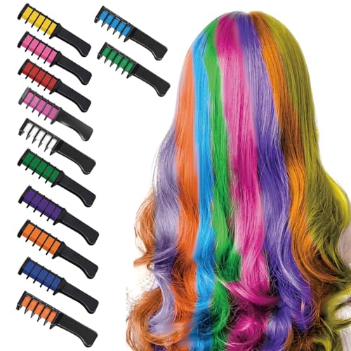 12Pcs Hair Chalk Comb, Hair Chalks for Girls, Temporary Bright Hair Color Cream Washable Instant Hair Dye Combs, Hair Color Dyeing Tool Gifts for Party DIY Cosplay Birthday Christmas Halloween