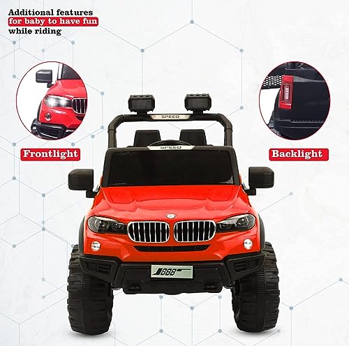 Image of SKYA STAR 888 Jeep 12 Vlot Battery Operated Rechargeable Ride on Jeep for Kids with Remote Control, 2 to 7 Years, Red