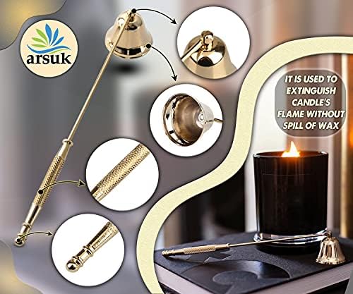 ARSUK Candle Snuffer, Candle Wick Trimmer, Wick Dipper, Candle Accessory Set for Safe Fire Extinguishing Stainless Steel (Set of 3pcs)