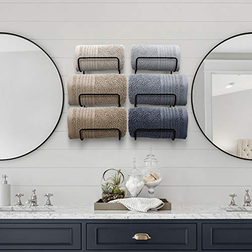 Sorbus Towel Holder for Bathroom Wall - 6 Level Wall Mounted Towel Rack Shelves for Rolled Bath Towels, Washcloths, Linens - Black Hanging Towel Racks for Bathroom, Spa, Salon, Towel Storage Organizer — view 6