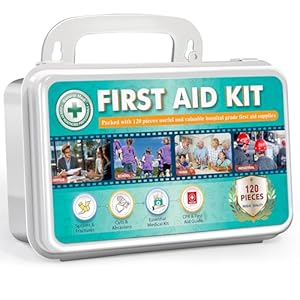 General Medi 120 Pieces Hardcase First Aid Kit – Includes Instant Cold Pack, Emergency Blanket for Travel, Home, Office, Vehicle, Camping, Workplace & Outdoor