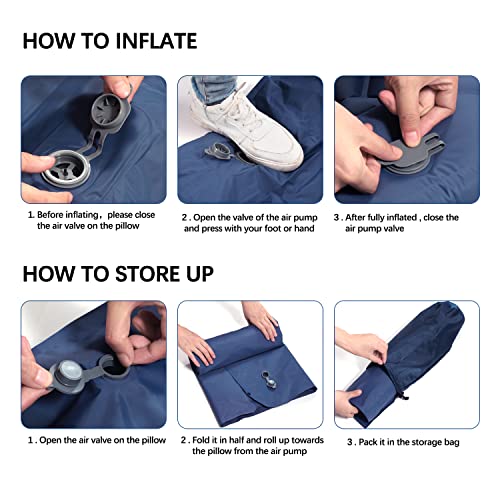 Realpero Inflatable Sleeping Pad - Ultralight Extra Wide Sleeping Mat With Pillow Foot Pump Waterproof Outdoor Portable Thick Air Mattress For Camping, Backpacking, Traveling, Hiking ，Tent ，Navy Blue #TOP6