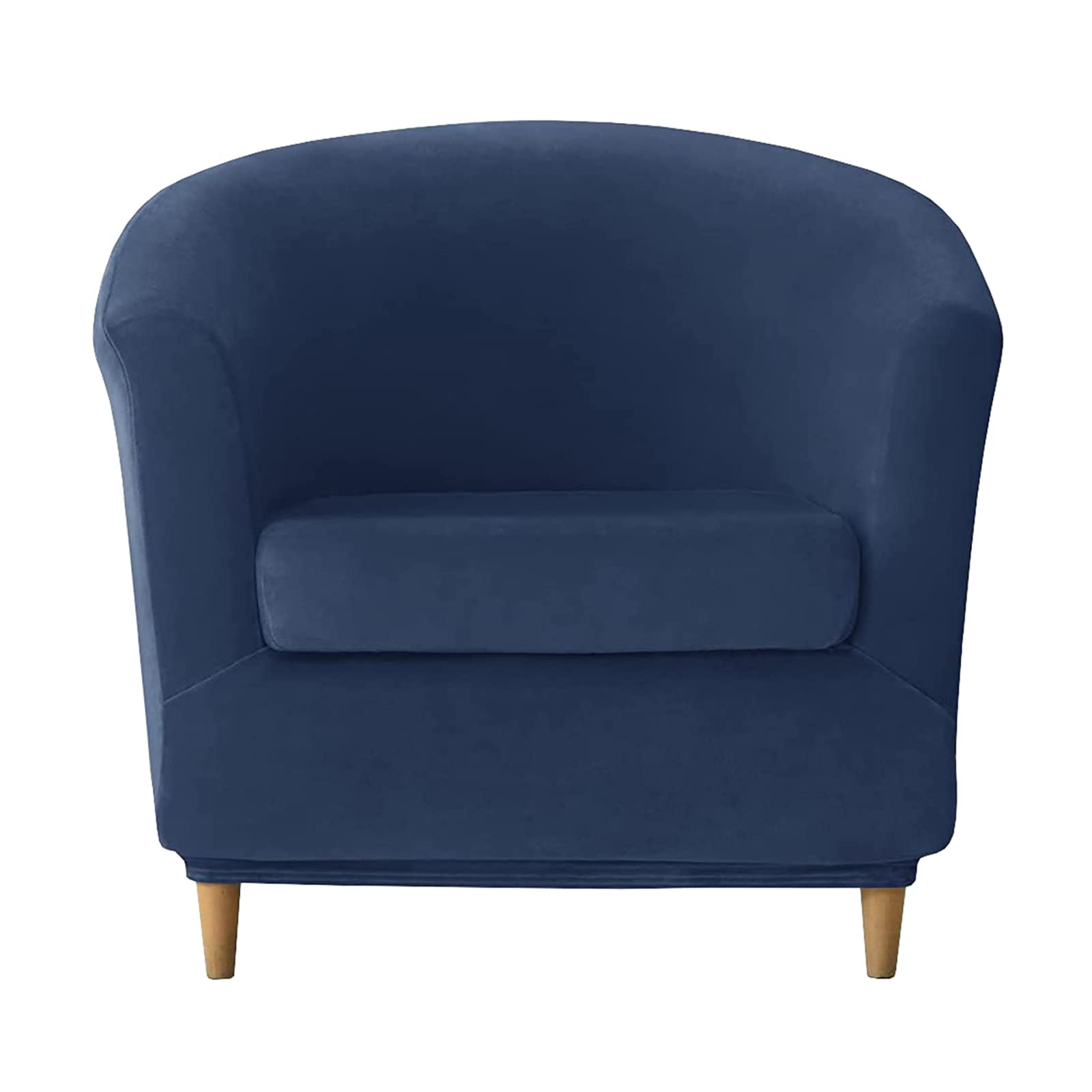 Jhld Navy Blue Velvet Club Chair Slipcover 2 Piece, Tub Chair Cover Stretch Armchair Chair Slipcovers With Elastic Bottom Sofa Cover Machine Washable -2 Pieces