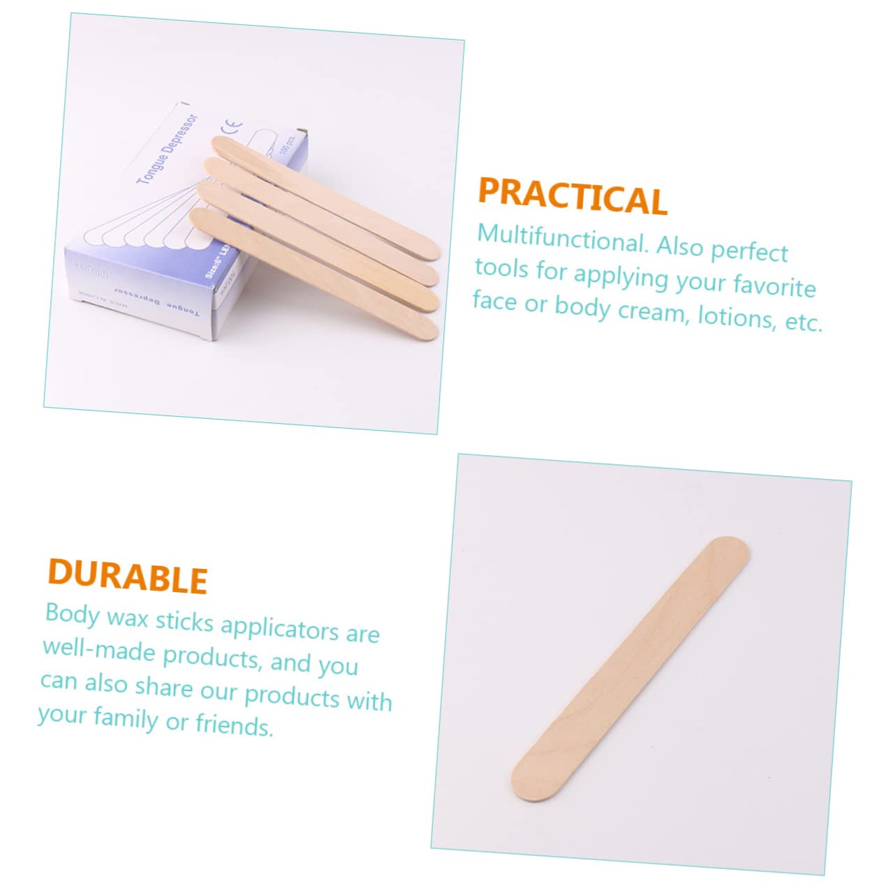 Cabilock 200Pcs Tongue Depressors Portable Wax Sticks for Household Wax Application Applicator for Hair Removal Care for Professional Use