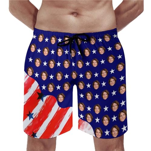 M YESCUSTOM Custom Swim Trunks for Mens Face Personalized Swim Beach Board Shorts Gift for Husband Dad Boyfriend