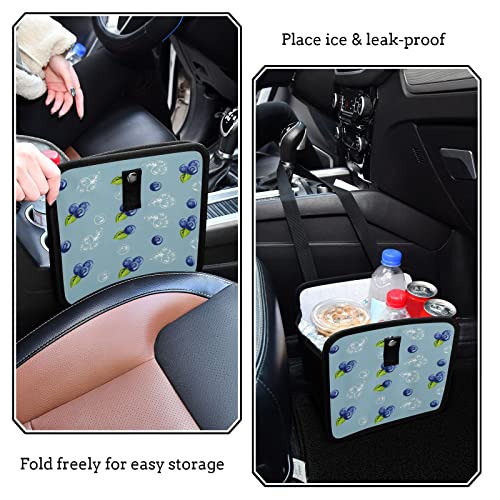 Image of Blueberry Car Trash Can Cute Fruit Foldable Hanging Car Trash Bag Bin Auto Garbage Can Leak-Proof Car Organizer(Large)