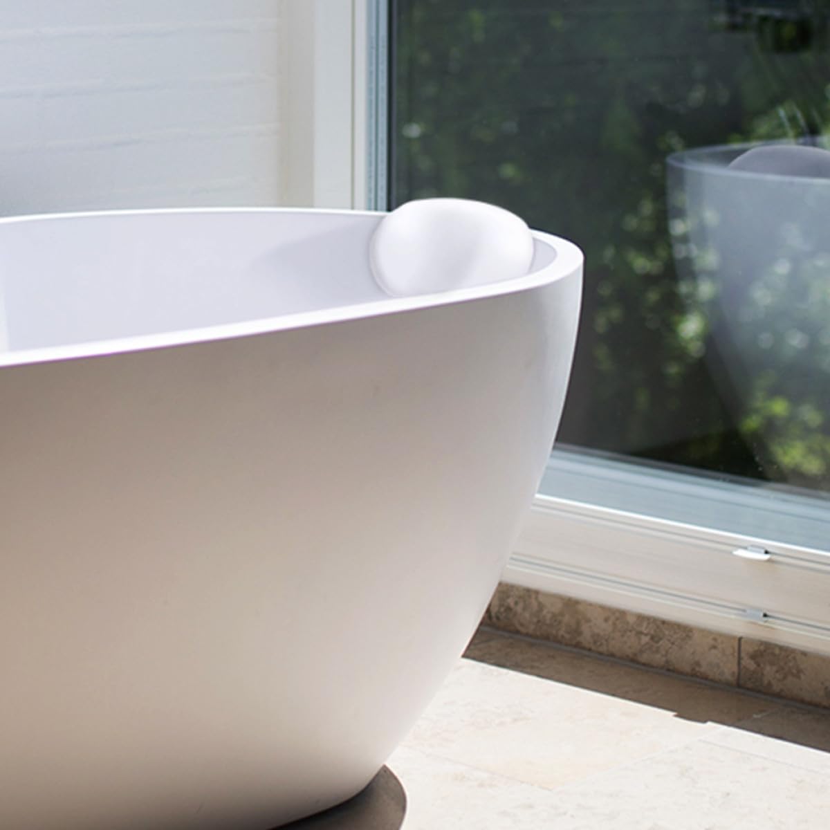 NOLITOY Almohada de Bañera de PU de Color Blanco Ventosas, Cómoda para Reposacabezas, Soporte para Cabeza, Cuello y Hombros, Adecuado para Baño y SPA