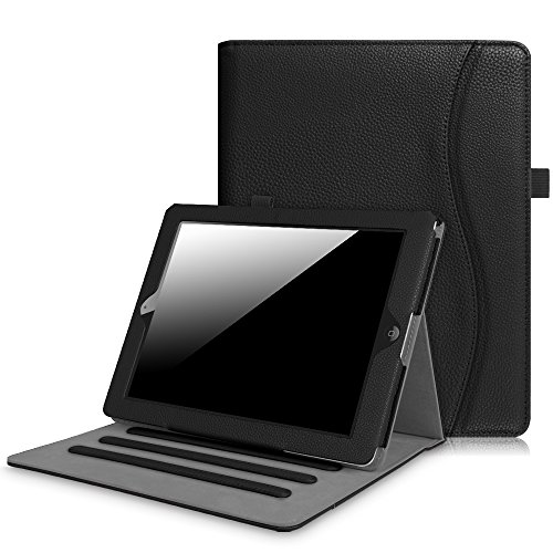 Fintie Hülle für iPad 2 / iPad 3 / iPad 4 - [Eckenschutz] Multi-Winkel Betrachtung Folio Stand Schutzhülle Cover Case mit Dokumentschlitze, Auto Schlaf/Wach Funktion, Schwarz