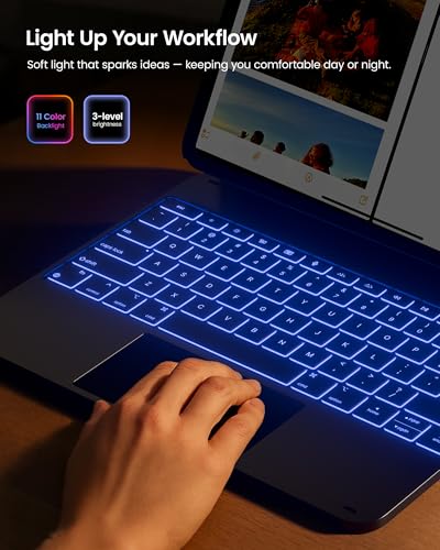 Image of typecase Edge+ Keyboard Case for iPad Pro 13 M5 /M4, Portrait & Tablet Modes | Detachable Back Case, Magnetic Floating Stand,Larger Click-Anywhere Trackpad, 11-Color Backlight,Pencil Holder,Carbon Fiber