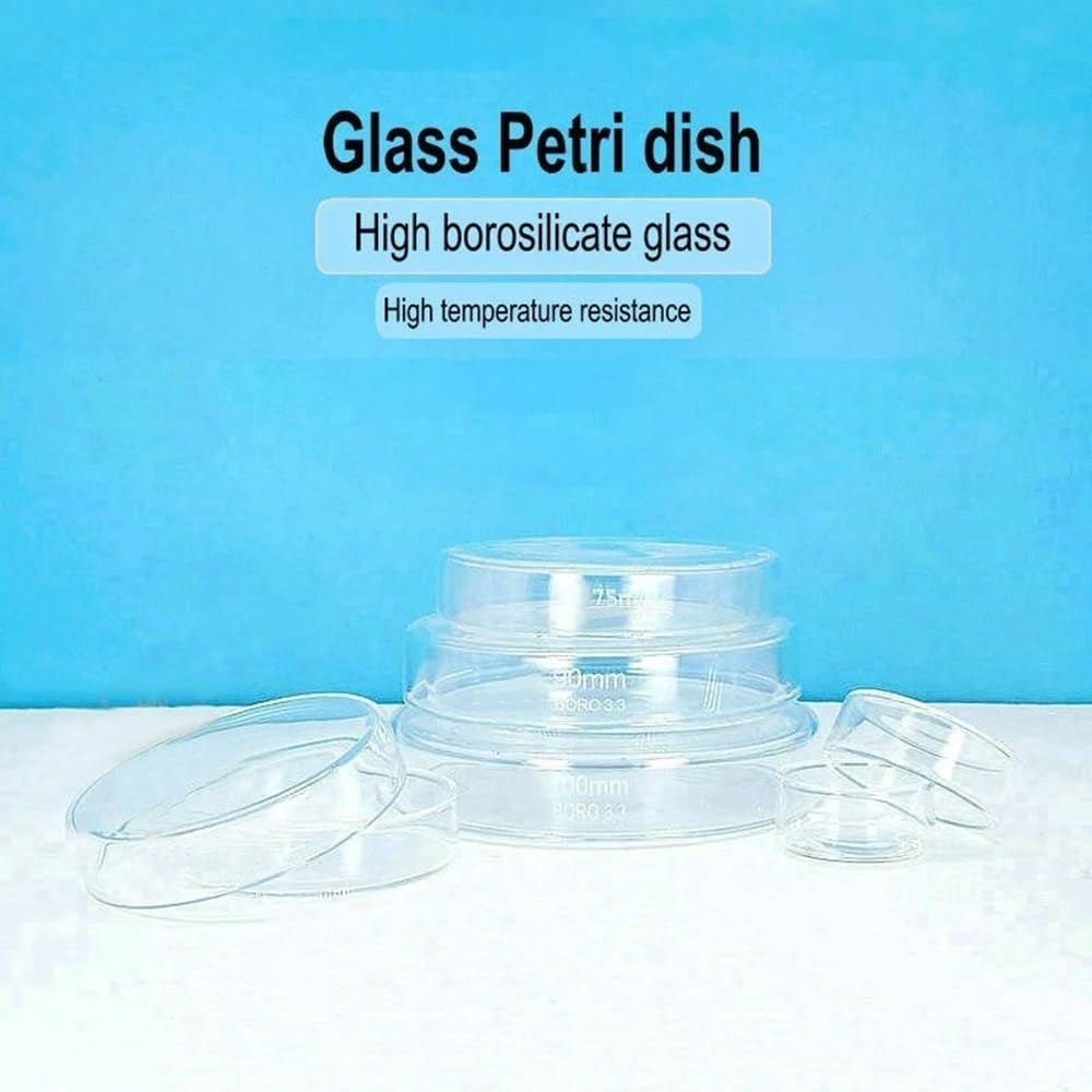 Vetreria da laboratorio Piastre di coltura in vetro borosilicato ad alto tenore di carbonio for laboratorio, piastre di Petri da 35/60/75/90/100/120/150/180/200 mm, vetreria for esperimenti(150mm 1pcs