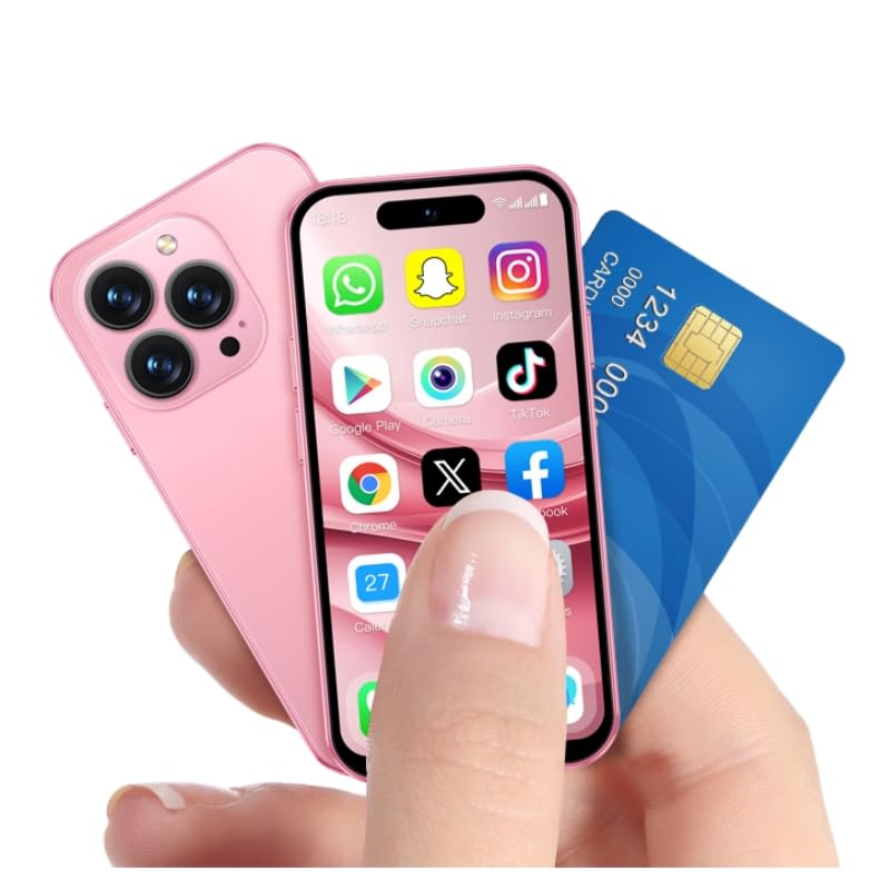 ONEMYTH M17 Pro Mini Smartphone 4.0'' Screen 4G LTE Phone (Pink,64GB ROM)