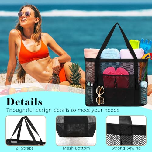Mesh Beach Bag - Large Beach Tote Bag with Multiple Pockets for Family Beach Bag for Toys & Vacation Essentials4