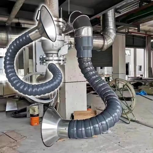Braccio collettore Flessibile in Acciaio Inossidabile per estrattore di fumi - Tubo Flessibile articolato Regolabile da 11 cm a 20 cm per HVAC e filtrazione dell'Aria in Officina
