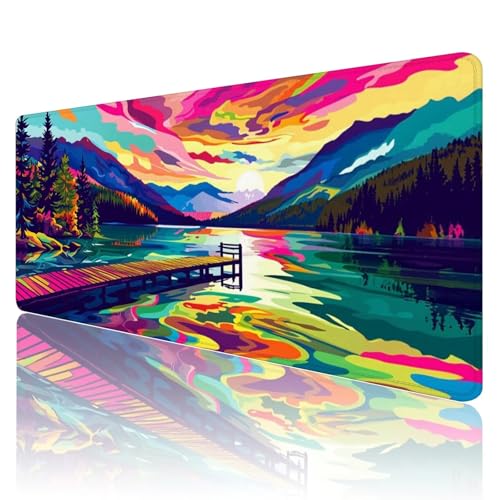 Tapis de souris gamer XXL jaune grand tapis souris bureau design arbre